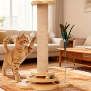 Interactive Cat Scratching Post & Play Center With Sisal Scratcher, Spinning Turntable, Hanging & Stick - Multi-level Cat Tree Column For Cats, Durable Cat Tower For Climbing, Scratching, Play - Cat