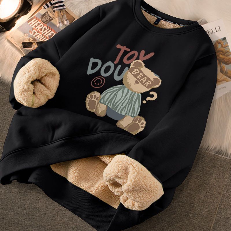 Women's Cute Printed Thickened Fleece Pullover Sweater