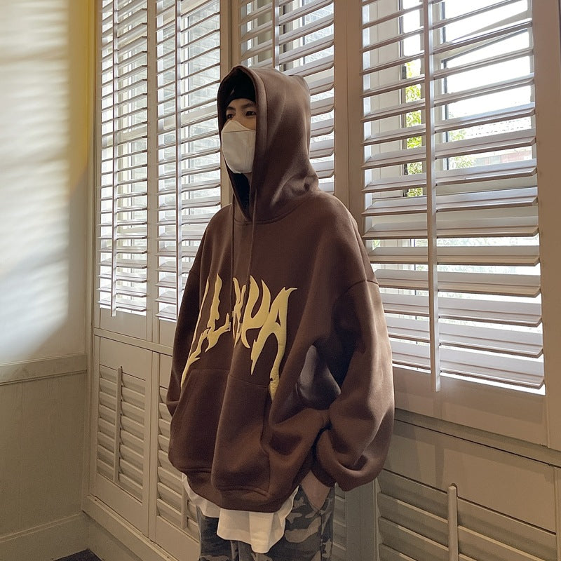 Men's Casual Long Sleeve Loose Pullover Hoodie