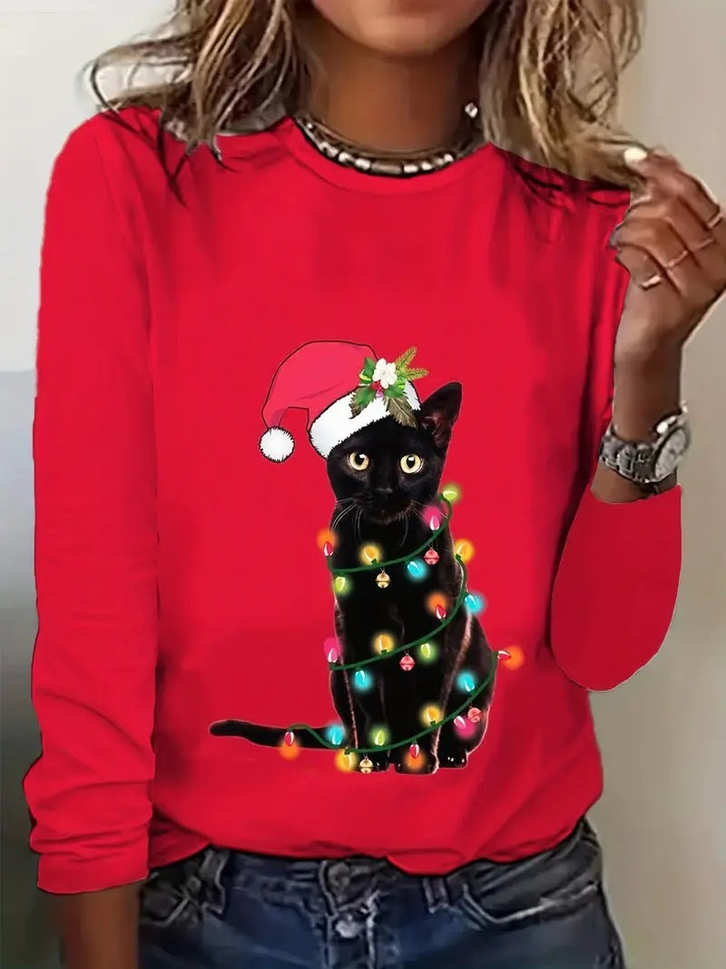 Women's 3D Printed Long Sleeve Crew Neck Sweatshirt