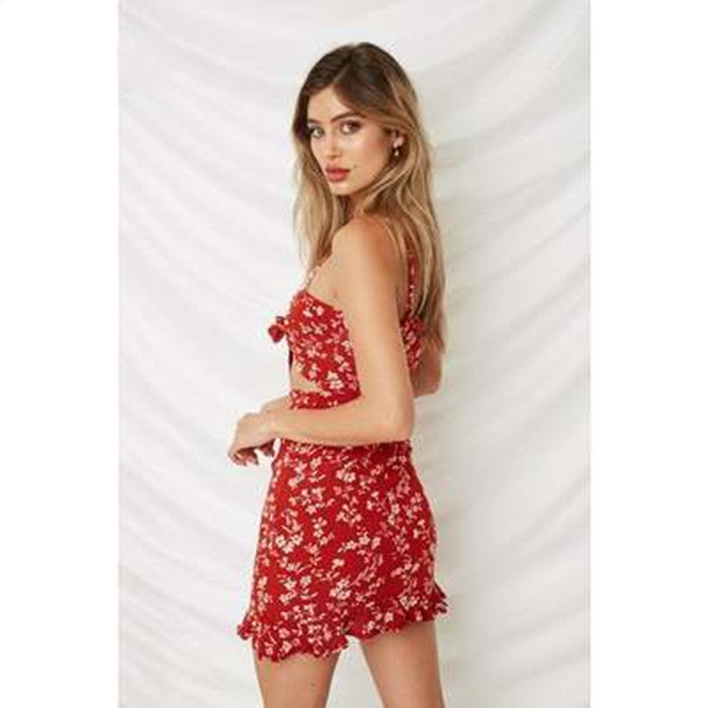 Women Butterfly Striped Casual High Waist Dress