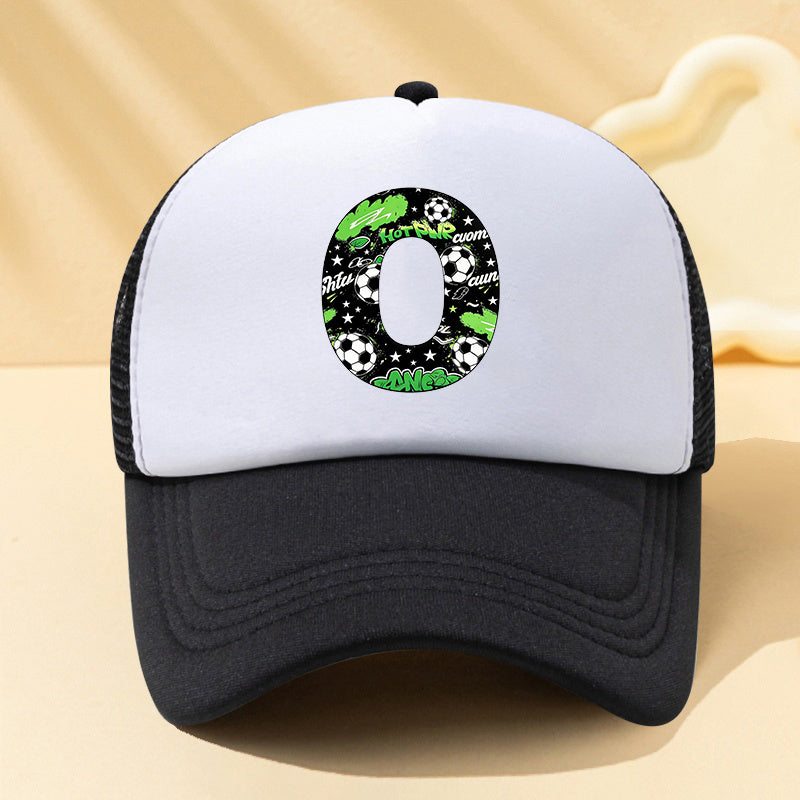Football Letter Mesh Trucker Cap for Kids in Summer Colors