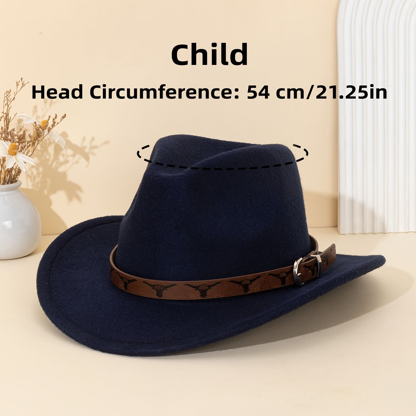 Brown Leather Western Cowboy Hat with Bull Print