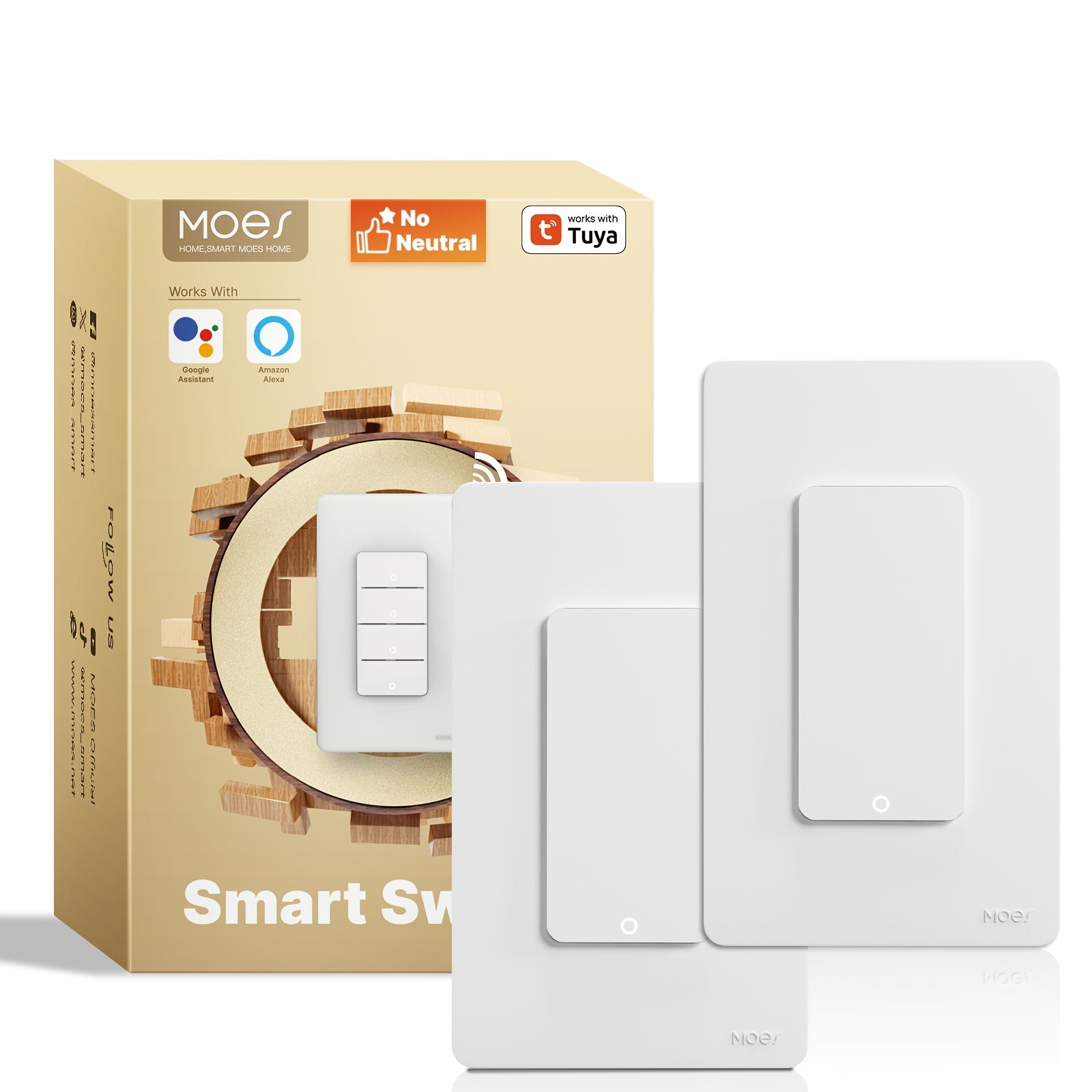 2-Pack Wi-Fi Smart Light Switches, Single Pole, 2.4GHz