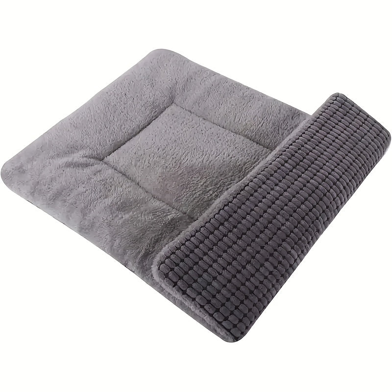 [Puppies To Large Dogs] Washable Dog Bed - Light Gray Thick Foldable Portable Lamb Fur-Like Pet Pad, Soft Warm Outdoor Bed For Small/Medium/Large Dogs & Cats, Car-Friendly Bedding Fits All Breeds