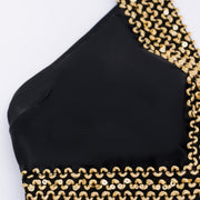Sexy Deep V-Neck High-Cut Backless One-Piece Swimsuit