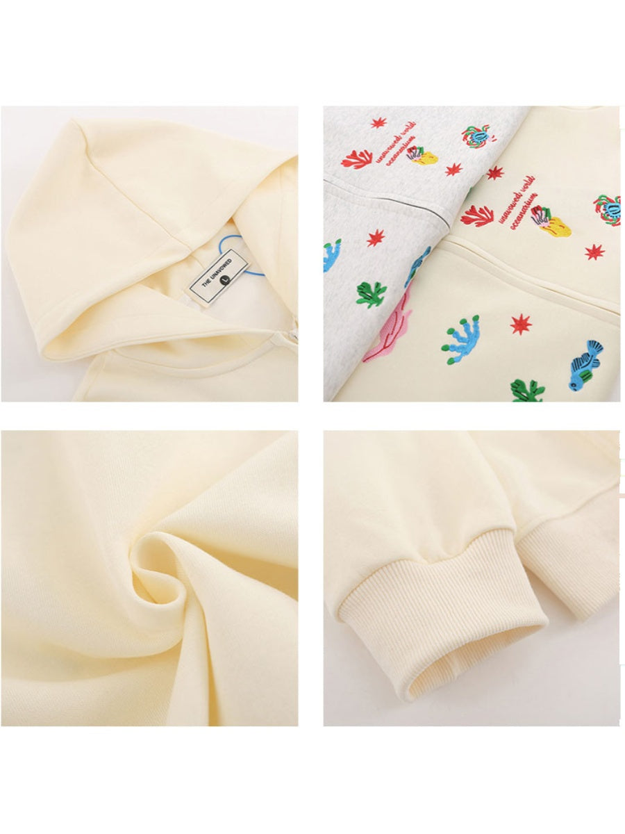 Japanese Style Geometric Hooded Zipper Cardigan