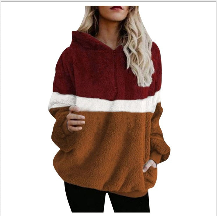 Colorblock Hooded Pocket Pullover Sweatshirt