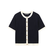 Chic Contrast Knit Mini Skirt & Top Set