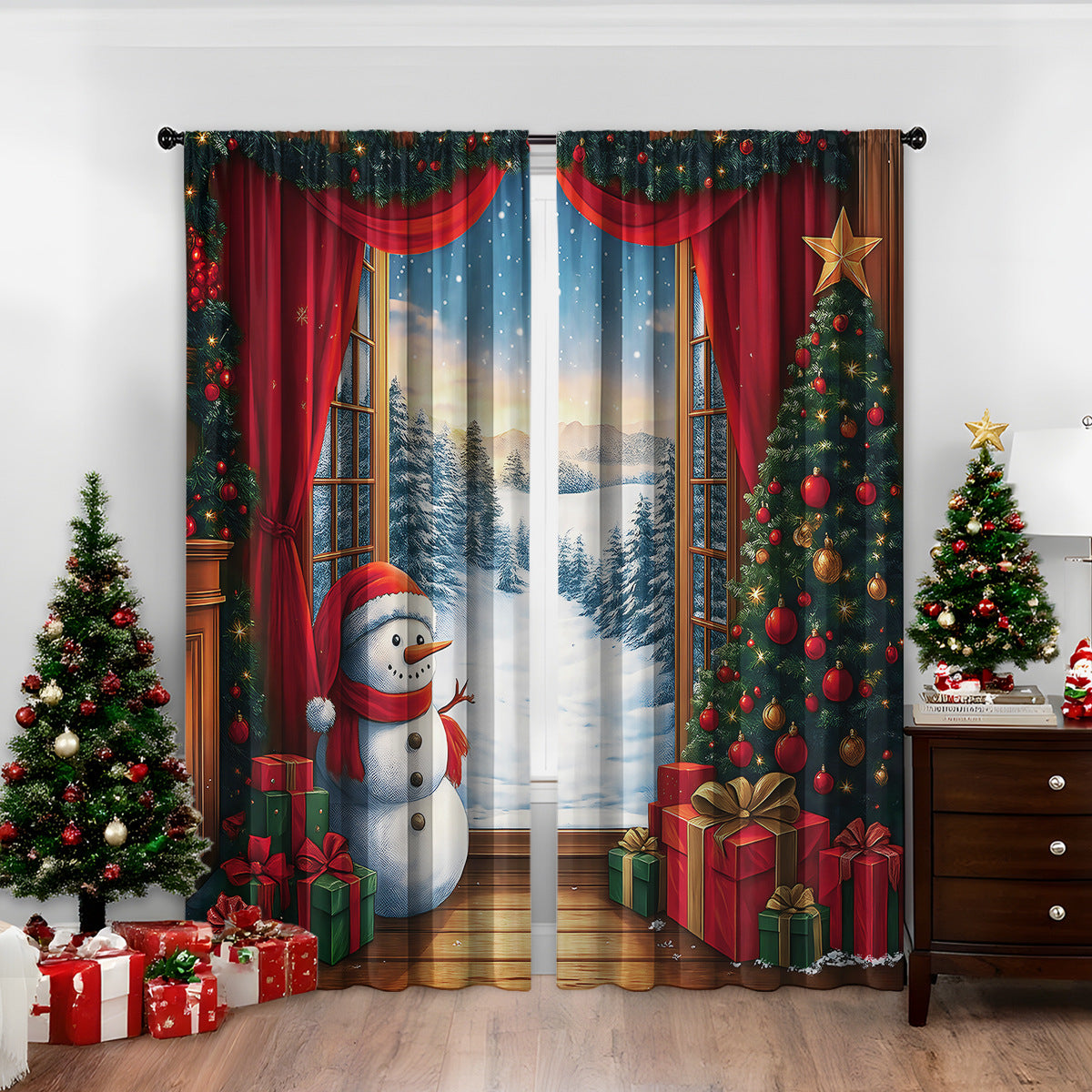 3d Digital Printed Christmas Curtains
