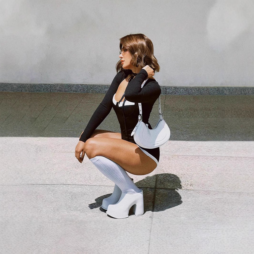Long-Sleeve Waist-Cinching Bodycon Jumpsuit