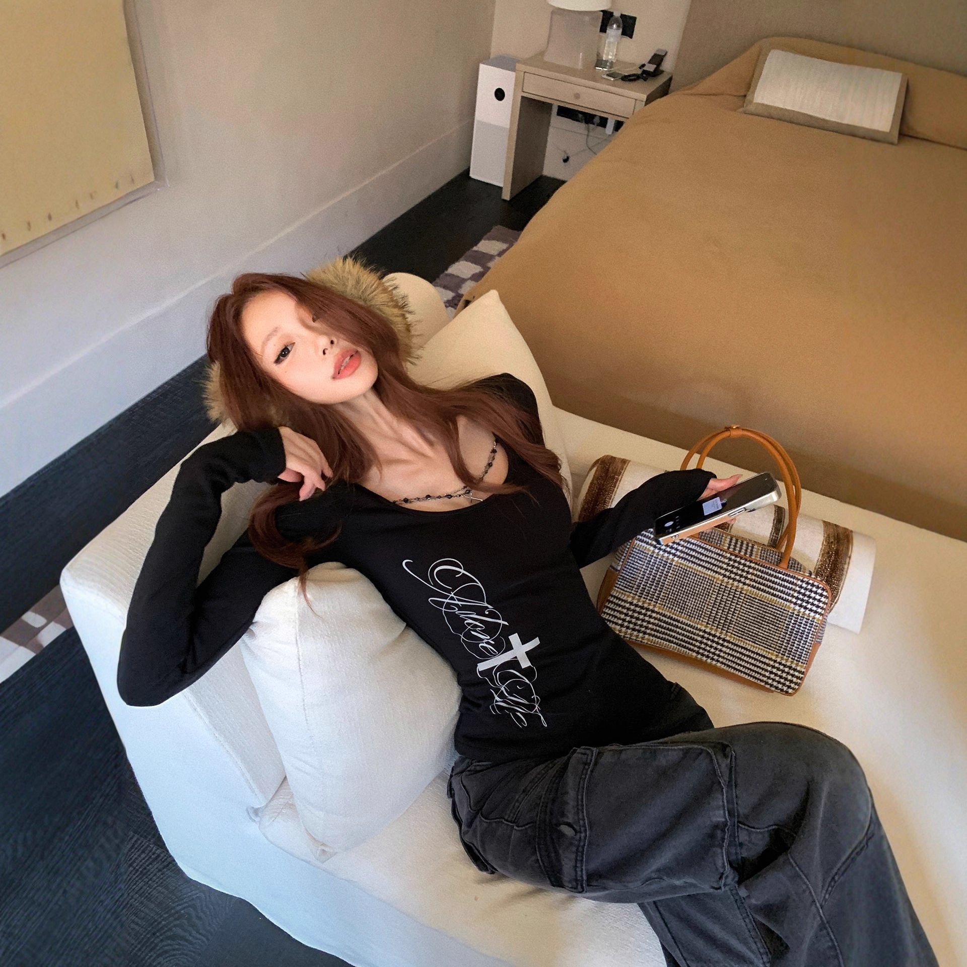Women's Slimming Long-Sleeve Black Base Layer Tee