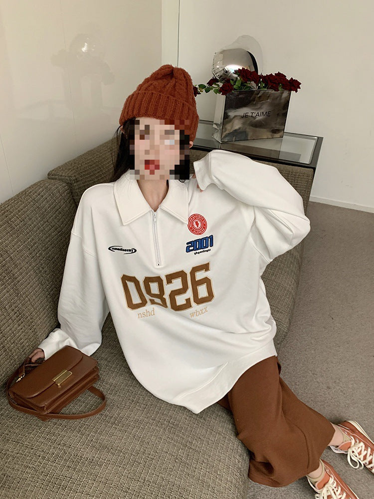 Retro Graphic Plus Size Pullover Sweater