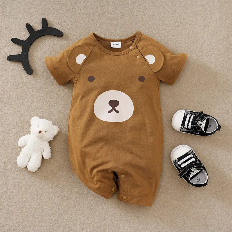 Summer Baby Short Sleeve Cotton Cartoon Jumpsuit
