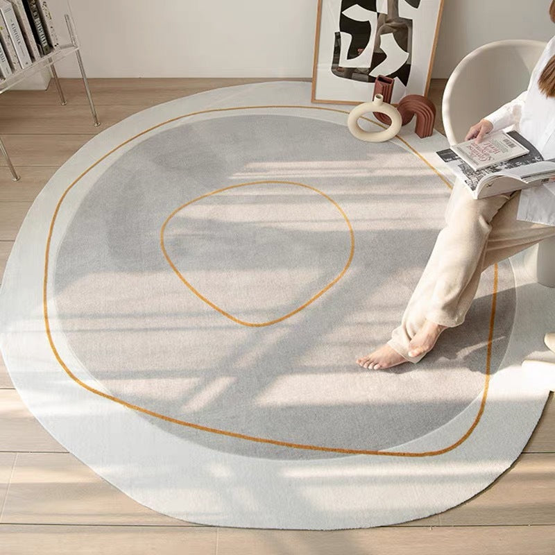 Cashmere-look Cream-colored Round Rug Minimalist Style for the Living Room