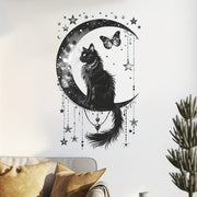 Black Cat and Moon Butterfly Wall Sticker