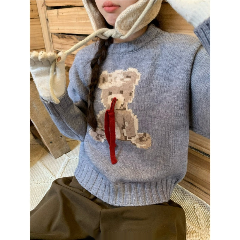 Long Sleeve Knitted Sweater Loose Top for Women