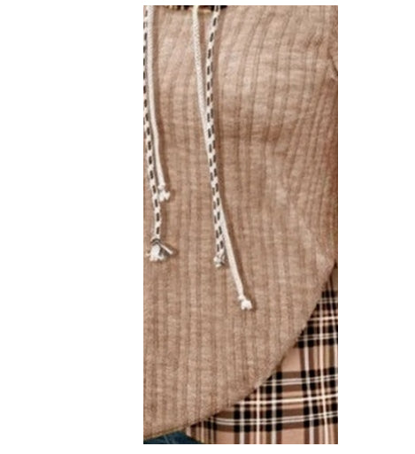 Colorblock Jacquard Hooded Knit Sweater