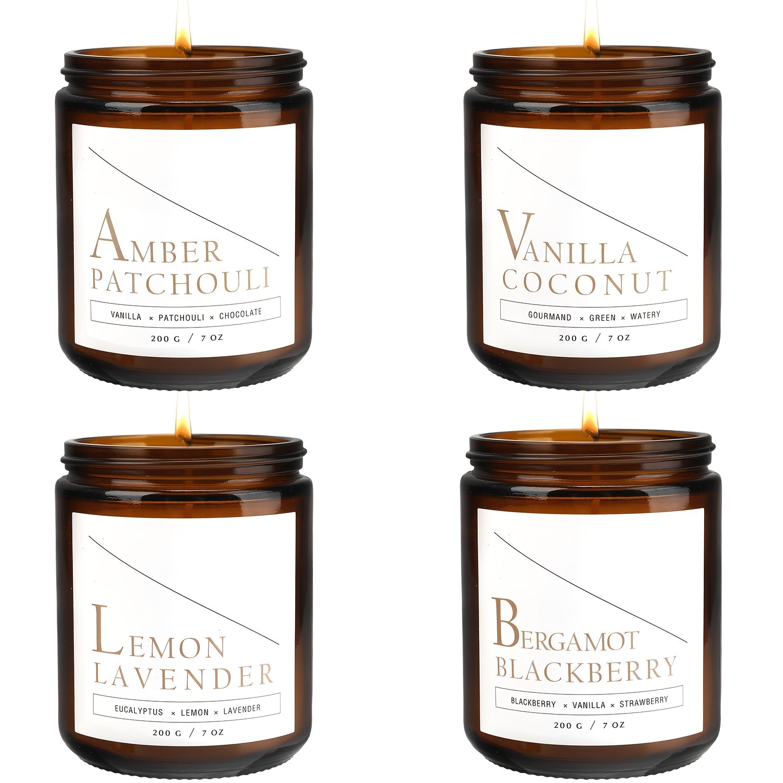 4‑Pack 28 oz Amber Jar Scented Candle Set – Soy Wax, 200‑Hour Burn