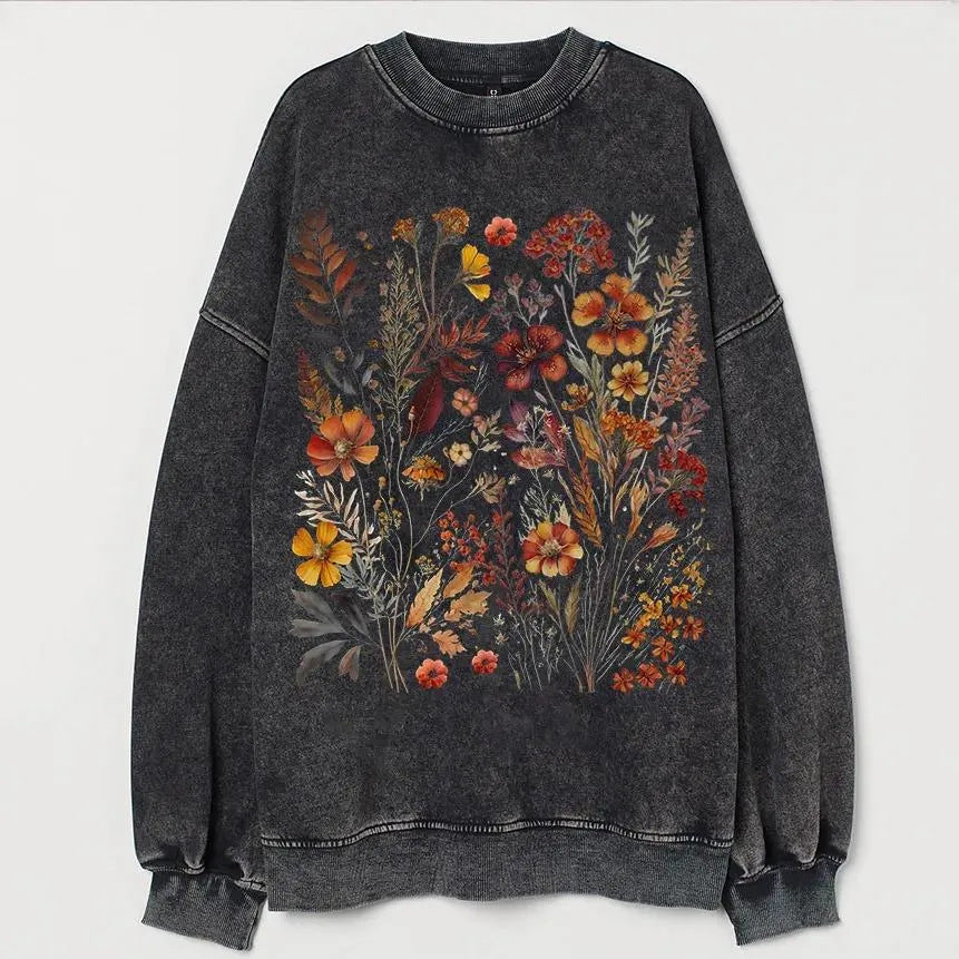3D Printed Casual Drop-Shoulder Sweatshirt