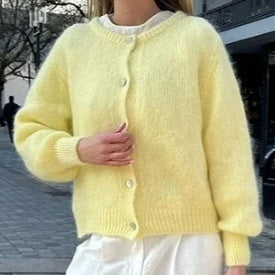 Round Neck Single-breasted Cardigan Women's Sweater