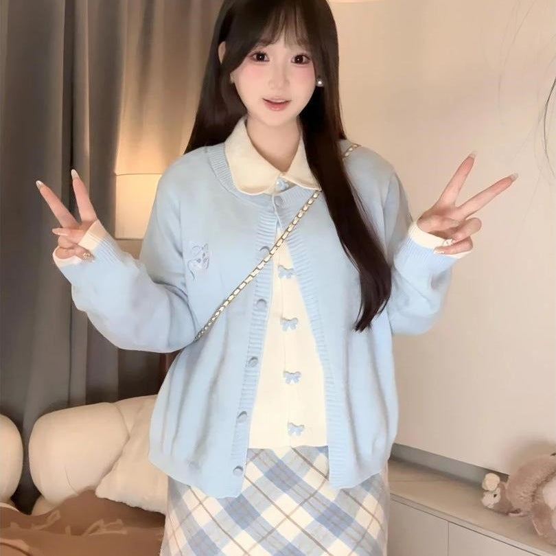 Women's Fake Two-piece Knitted Cardigan Sweater