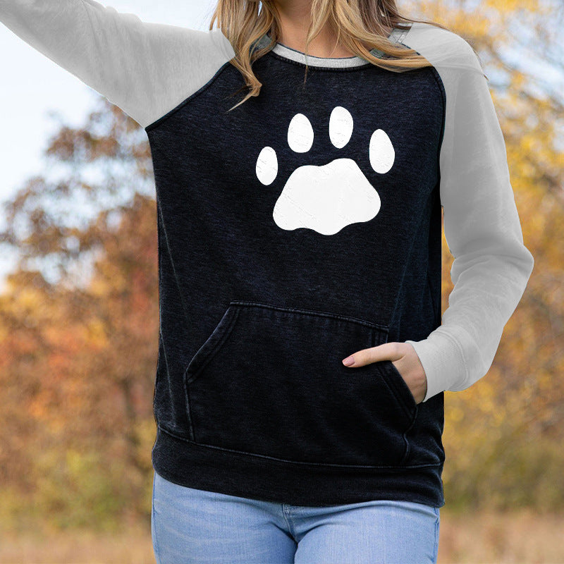 Printed Long Sleeve Pullover Hoodie Fashion Women's Wear Coat