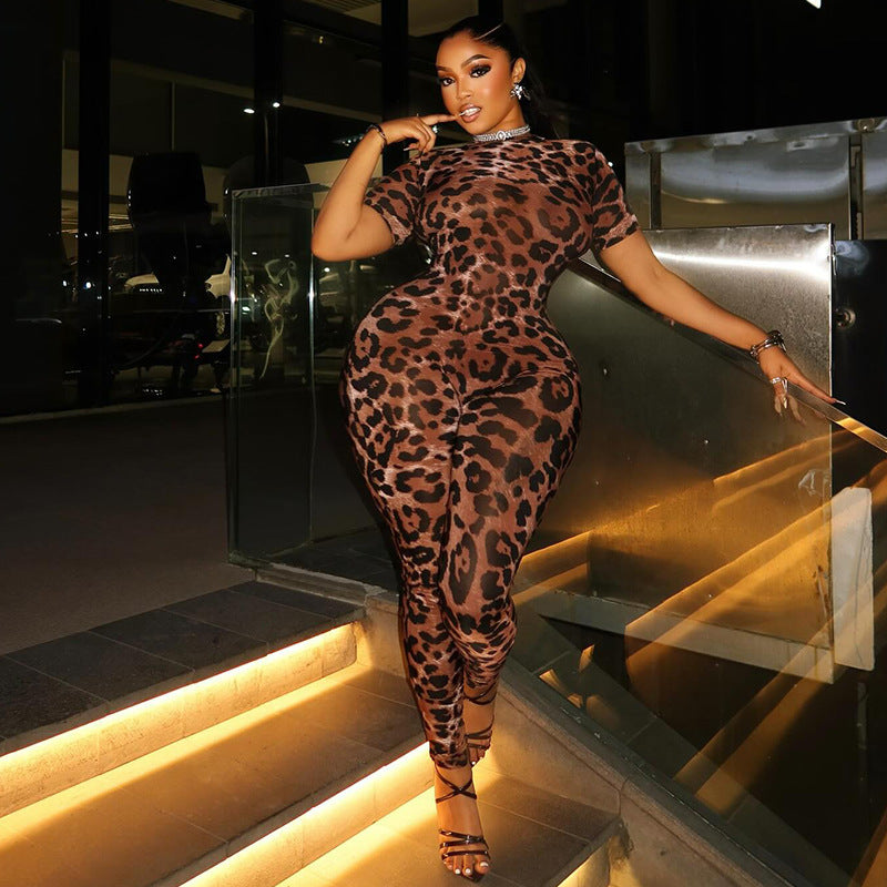 Leopard Print Waist-Cinching Pencil Pants