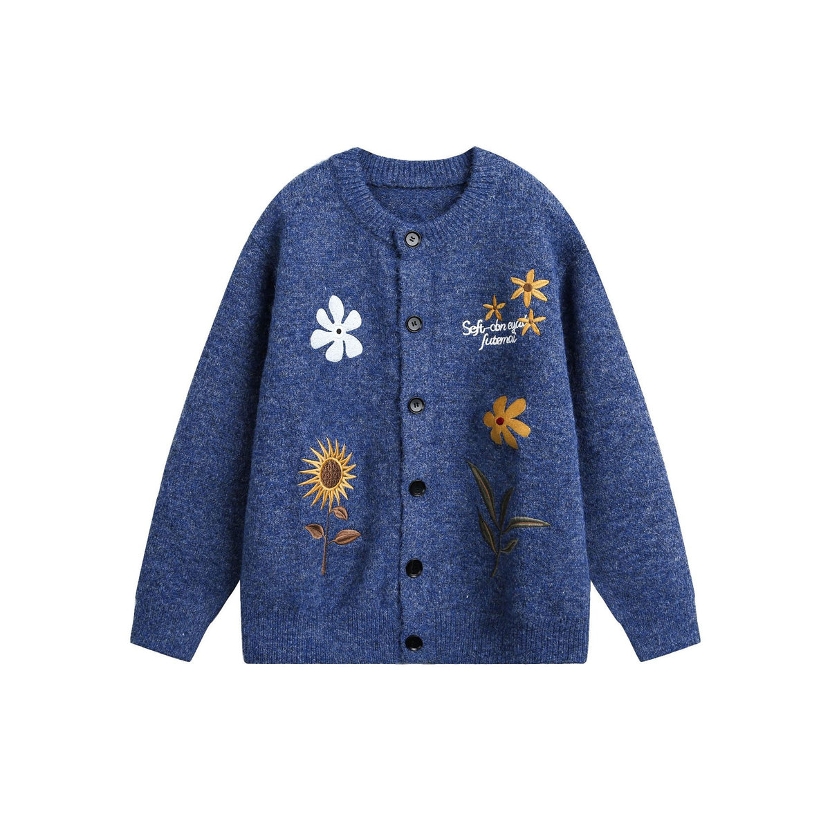 Retro Preppy Style Floral Embroidery Cardigan Sweater