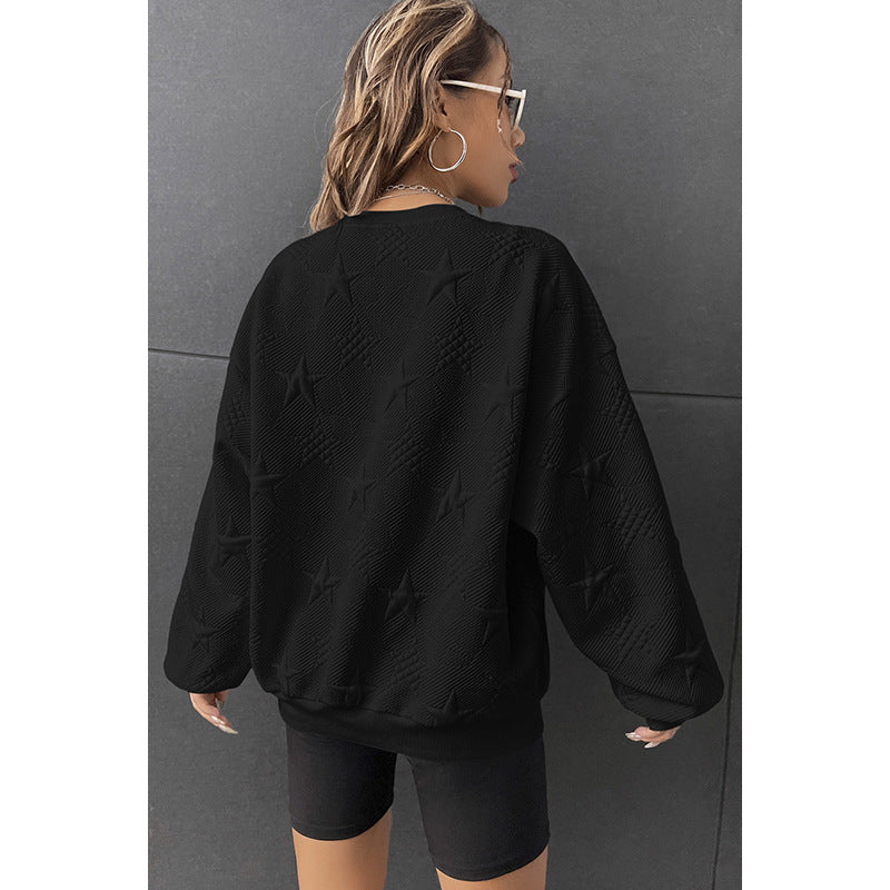 Geometric Casual Loose Round Neck Pullover for Women