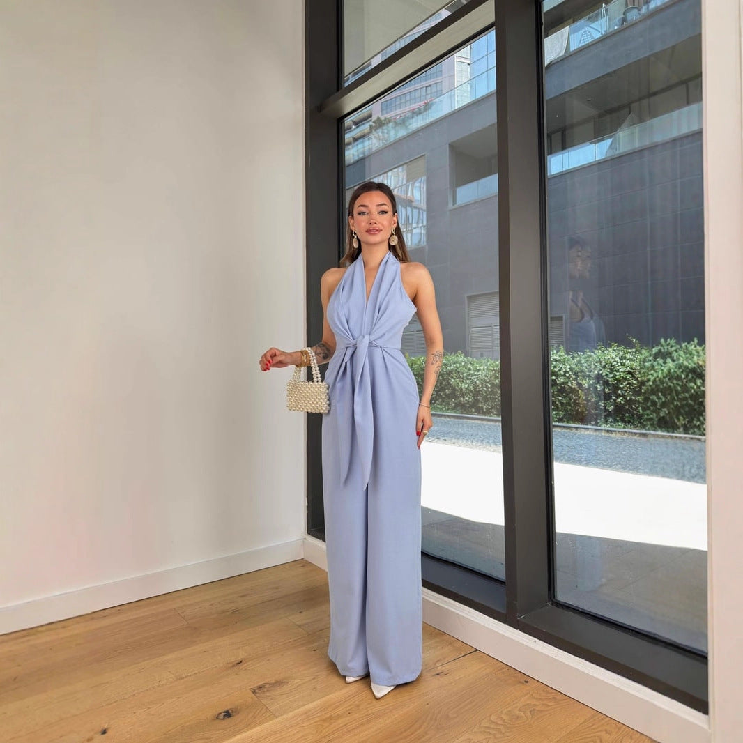 Sleeveless Waist-Cinching Lace-Up Sexy Jumpsuit