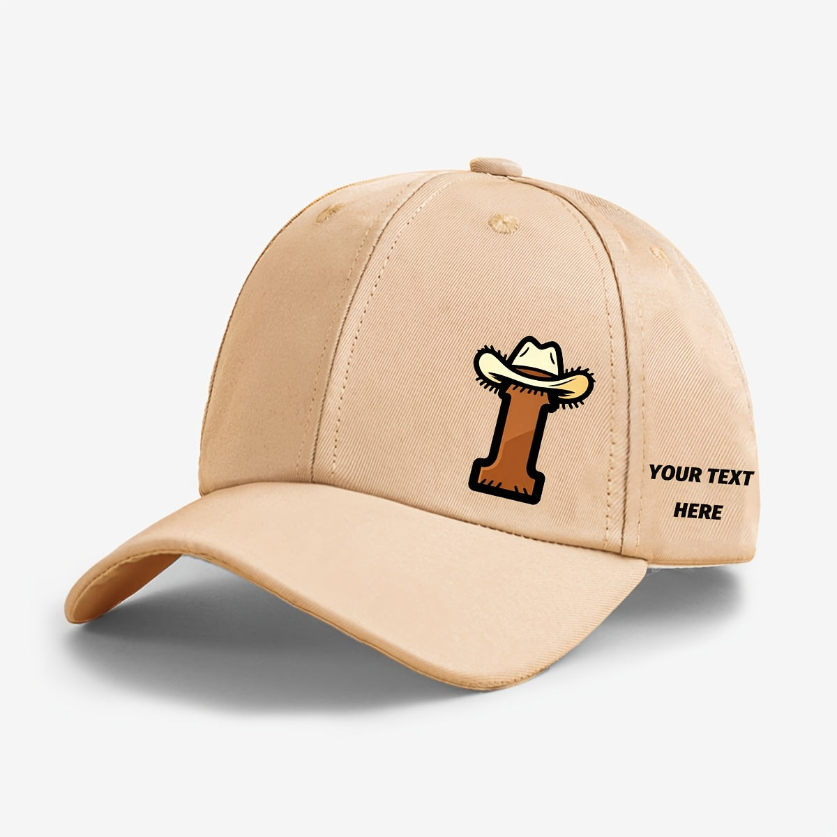 Kids Cowboy Style Baseball Cap with Letter Print and Custom Side Text, Lightweight and Comfortable (Ages 5-10)