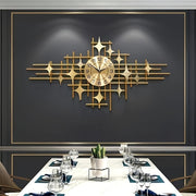 Large Golden Silent Wall Clock, Modern Decorative Golden Star Quartz Clock With Silent Movement, Suitable For Living Room Bedroom Office