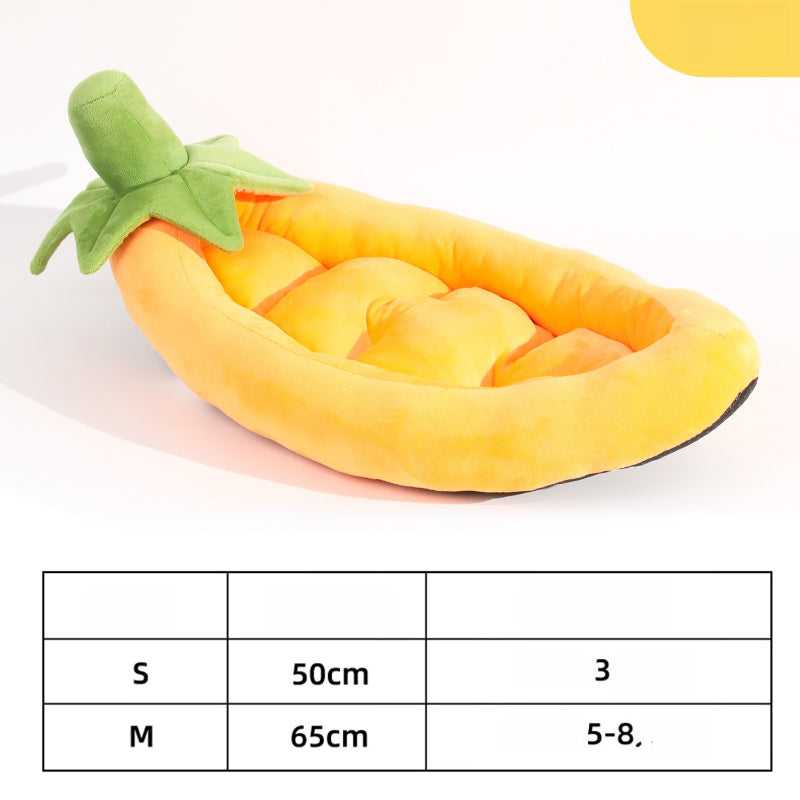 Cute Eggplant-shaped Pet Bed For Cats & Small Dogs - Removable Washable Cover, Soft Cottage Style Bedding With Eggplant & Leaf Design (no Assembly) - Cozy Bed For Teddy Bichon Frise Pomeranian