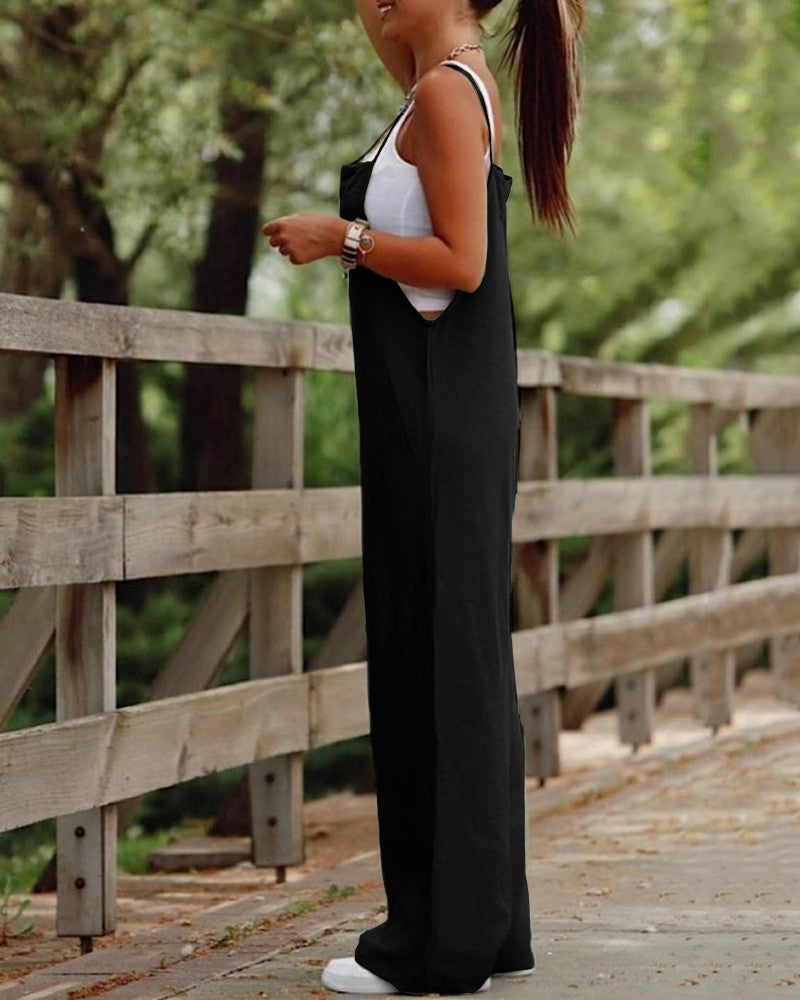 Women's Casual Wide-Leg Pocket Jumpsuit