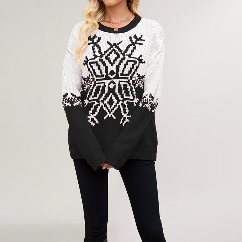 Women's Large Snowflake Casual Sweater