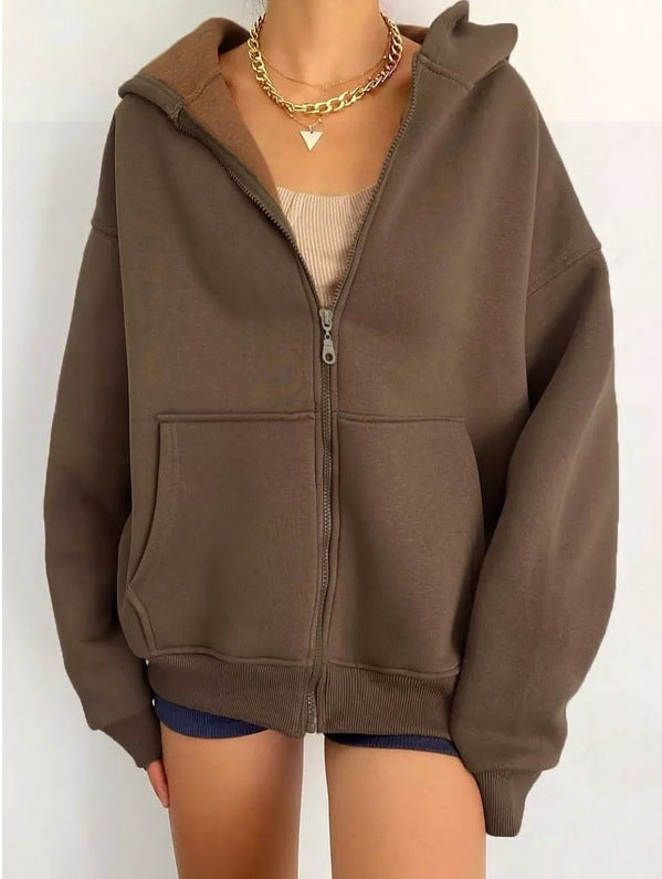 Women's Cozy Zipper Hooded Cardigan Coat