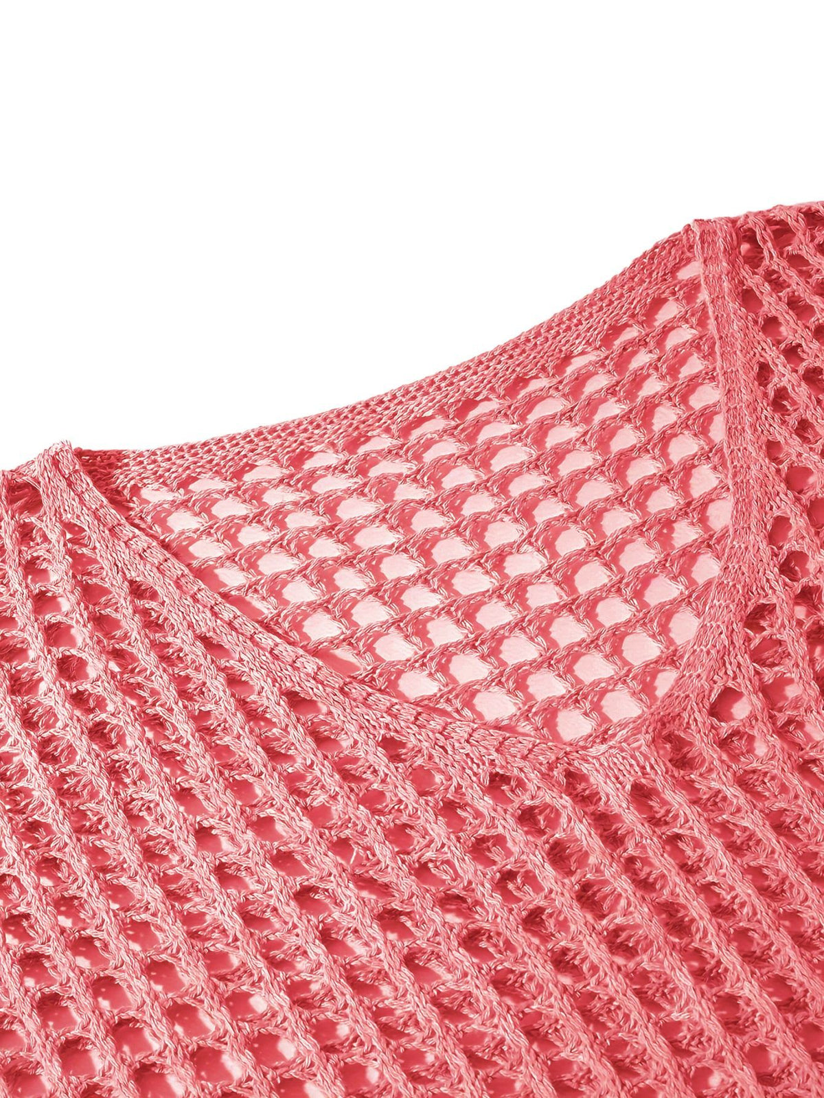 V Neck Hollow Out Knit Tunic Top Batwing Half Sleeve Loose Mesh Cover Up