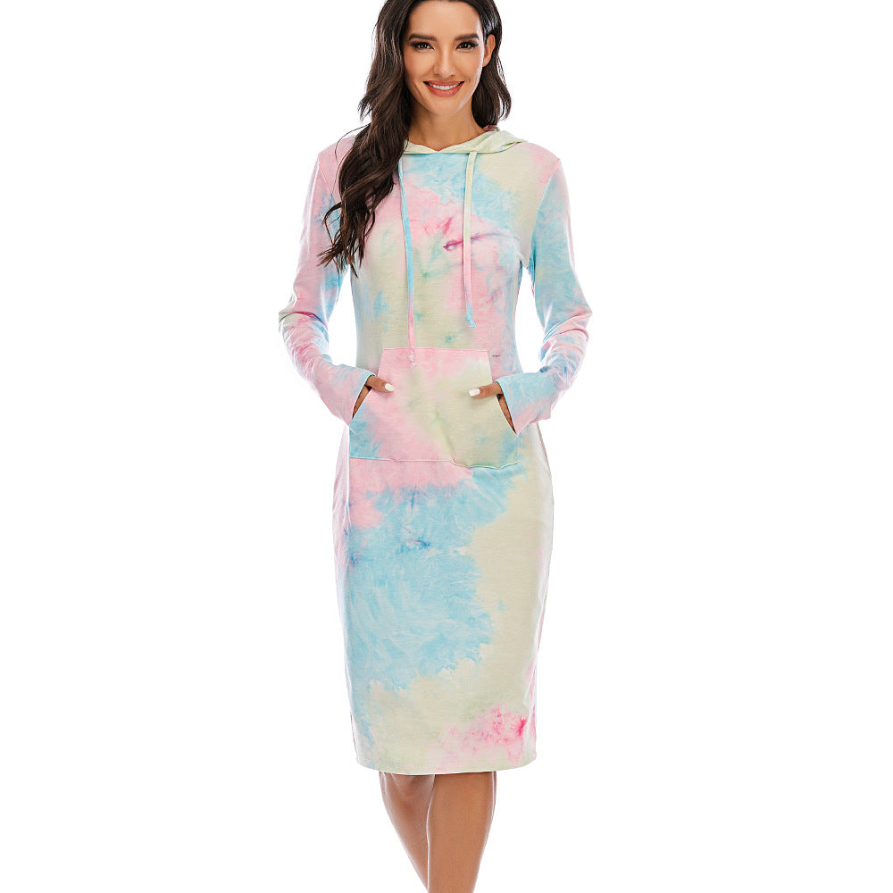Vibrant Tie-Dye Hooded Long Sleeve Sweatshirt