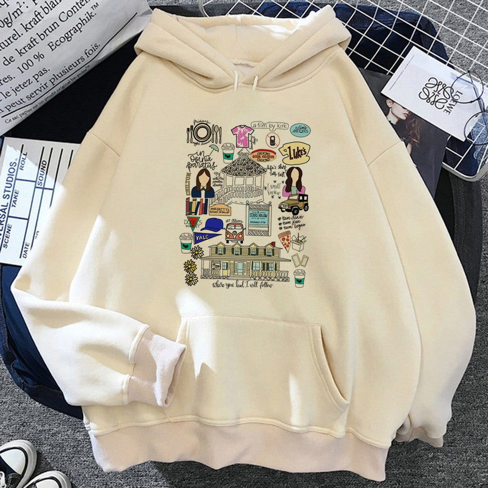 Cute Kiwi Fruit College Style Girls' Hooded Pullover