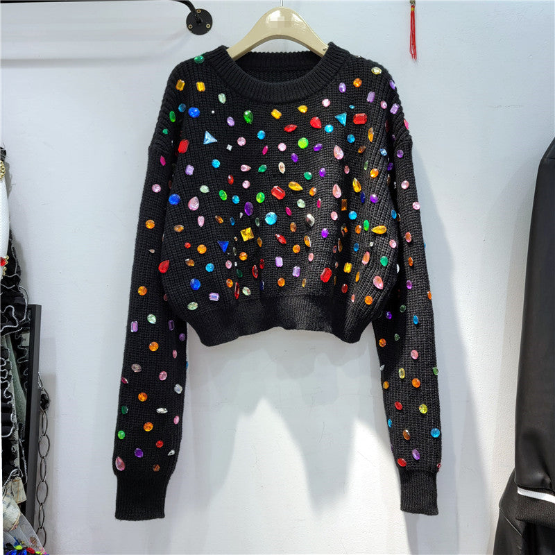 Sparkling Diamond Loose Knit Sweater for Women