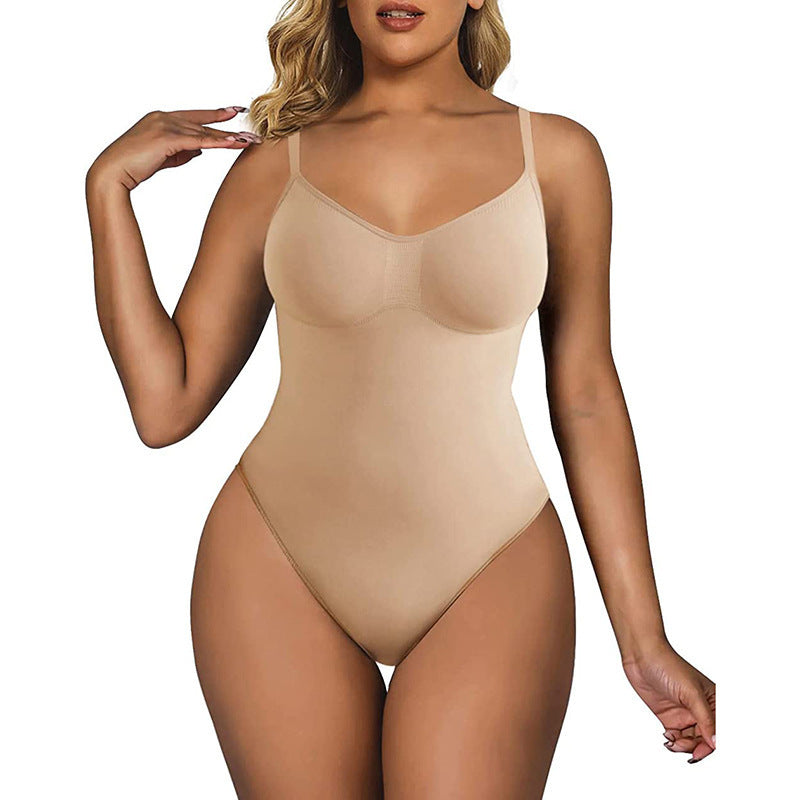Plus-Size Tummy Control Butt Lifting Suspender Jumpsuit Thong