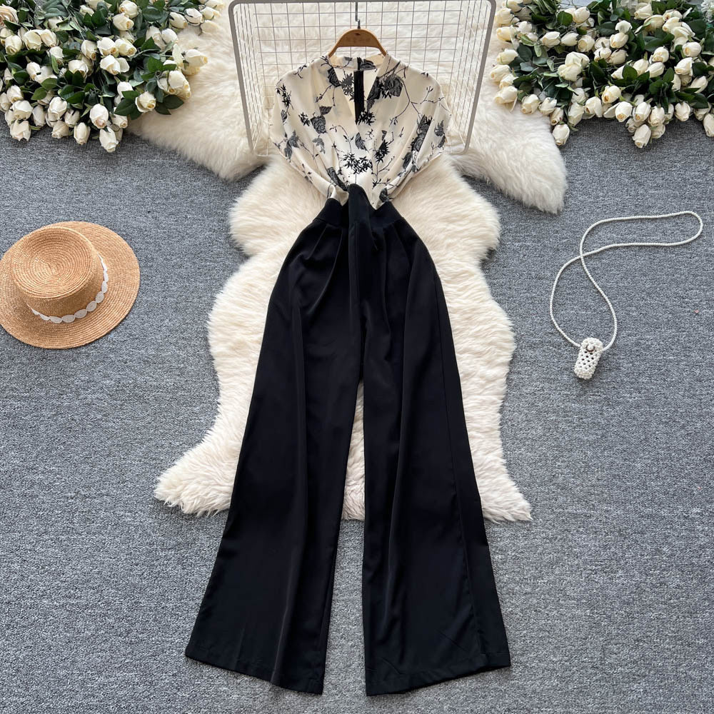 Chic Flutter-Sleeve High-Waist Wide-Leg Jumpsuit