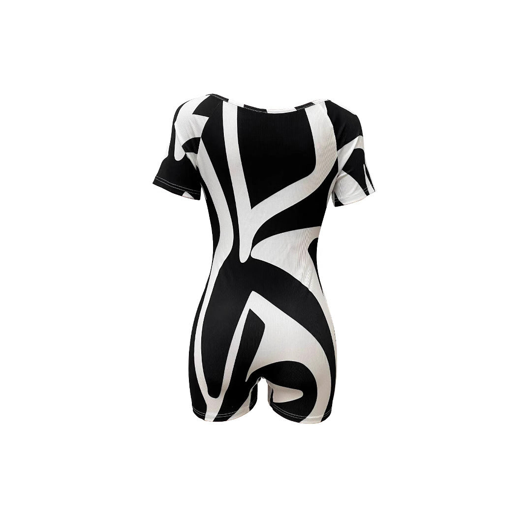 Contrast Stitching Street Style Romper Shorts