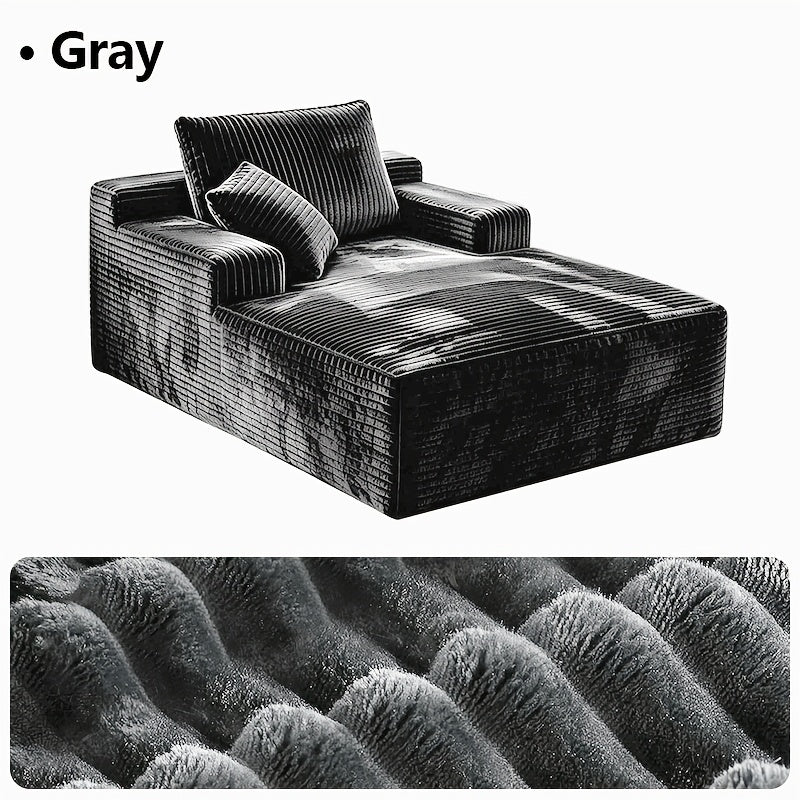 Modular L‑Shape Sectional Sofa with Chaise – Corduroy Fabric, 65" Reclining Chaise, No Assembly Required