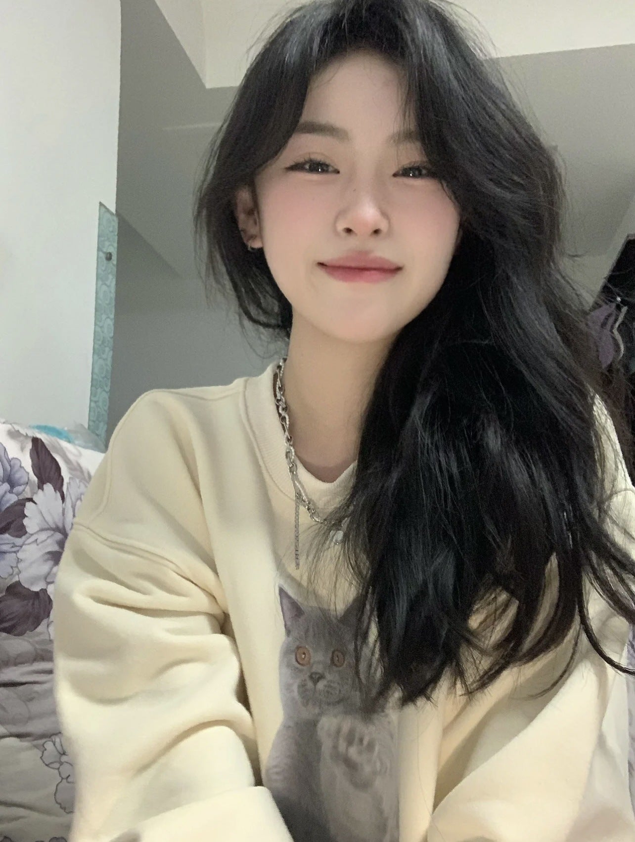 Women's Casual Print Round Neck Loose Knit Sweater