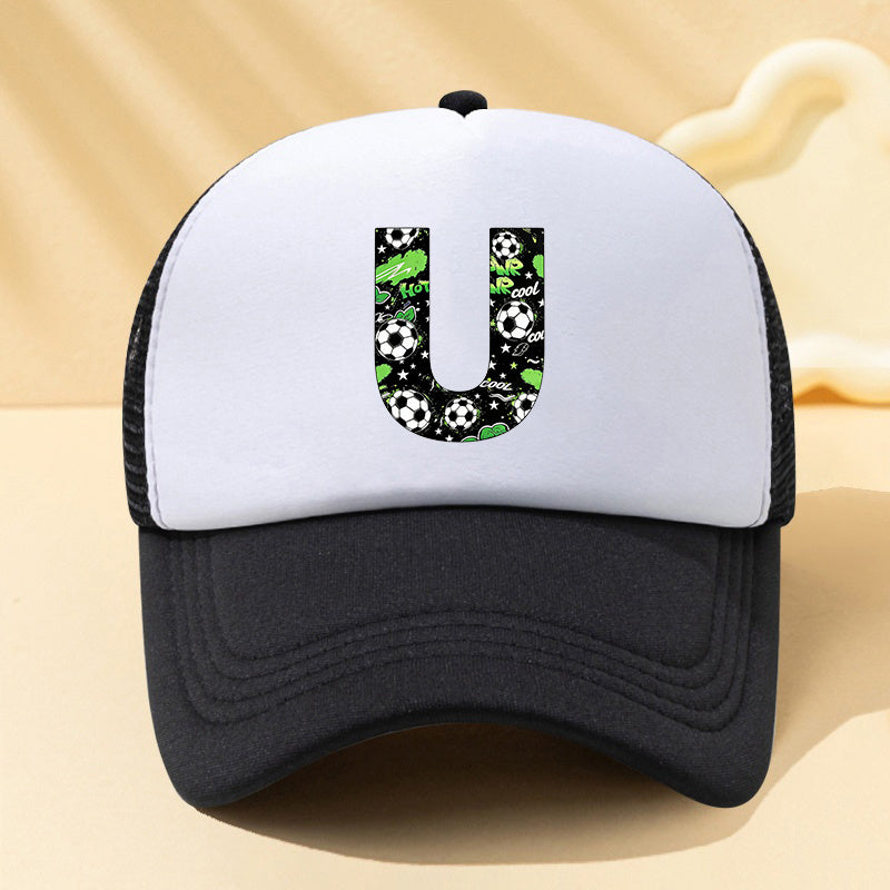Football Letter Mesh Trucker Cap for Kids in Summer Colors