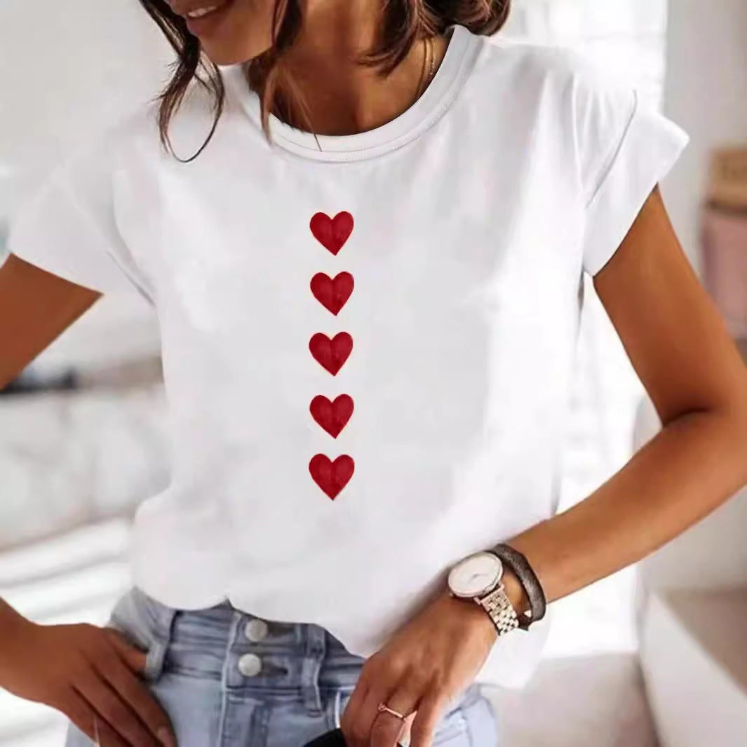 Plus‑Size Heart‑Print T‑Shirt – Comfortable, Trendy Street Tee