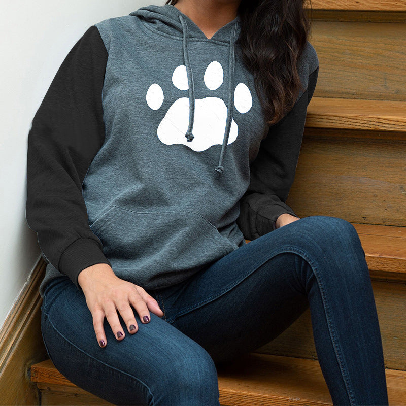 Women's Long-sleeved Hooded Sweater Printed Pullover Coat