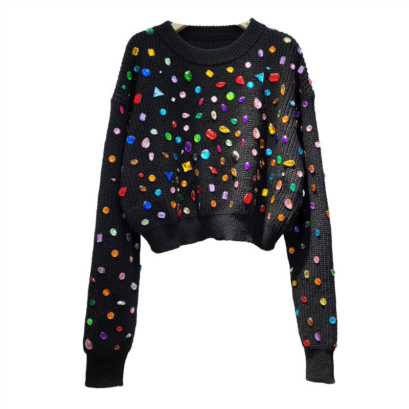 Sparkling Diamond Loose Knit Sweater for Women
